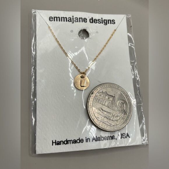 “L” NEW Monogram Initial Letter Gold Tone Necklace & Charm NWT - Picture 5 of 8